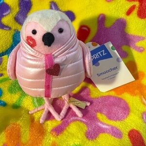 NWT Spritz Pink and White Plush Owl Decor: SMOOCHER